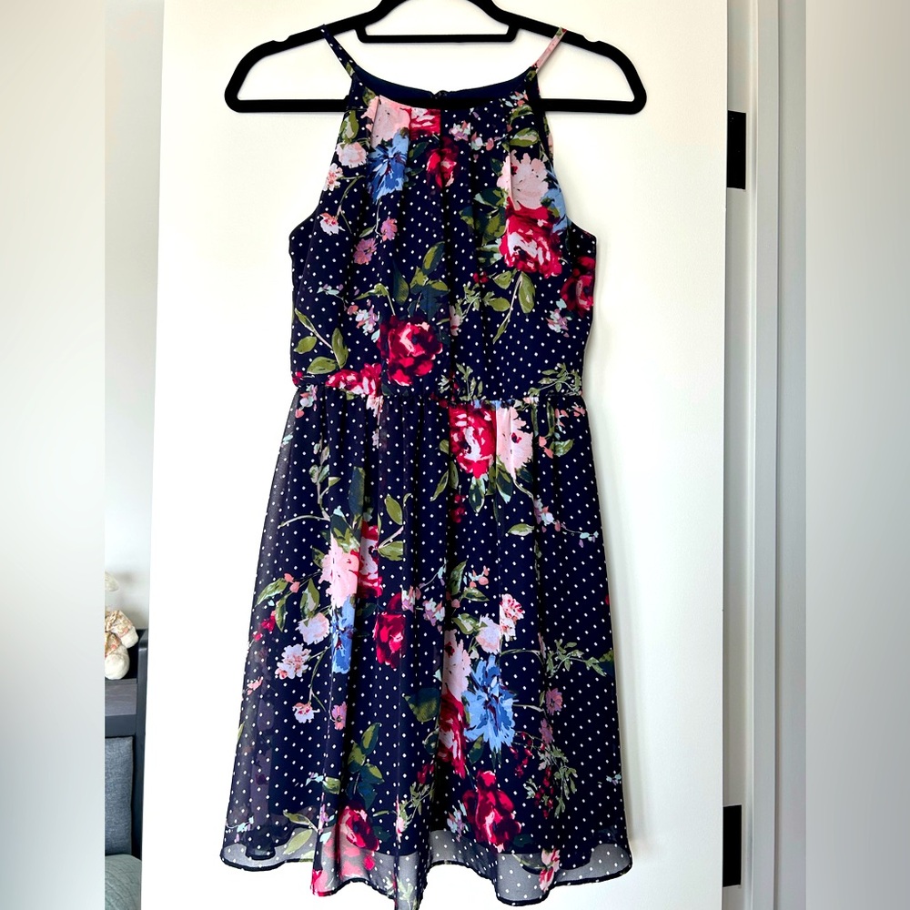 FREE W/ PURCHASE Floral Polka Dot Halter Dress